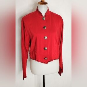 VINTAGE STUDDED RAYON WESTERN STYLE JACKET BLOUSE